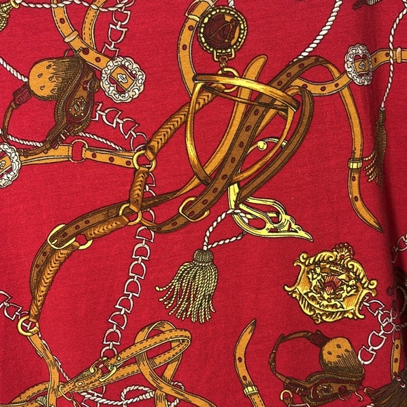 Talbots 3/4 sleeve cowl neck knit top, equestrian pattern, petite medium, - Picture 5 of 5